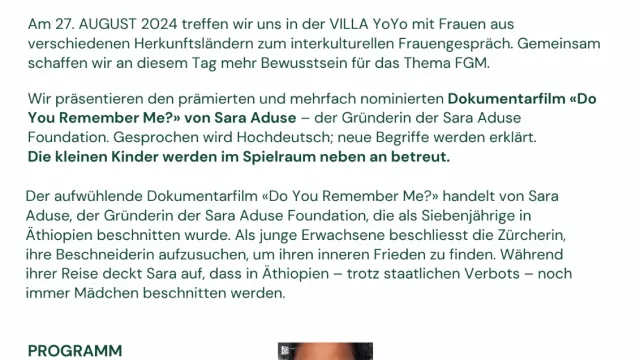 WhatsApp Bild 2024-08-15 um 10.38.47_2d33f0cb (Foto: Rahel Erb) WhatsApp Bild 2024-08-15 um 10.38.47_2d33f0cb — Einladung zur Filmvorführung “DO YOU REMEMBER ME?”
Sara Aduse Foundation & Villa YoYo Hirzenach COMMUNITY EVENT
(Foto: Rahel Erb)